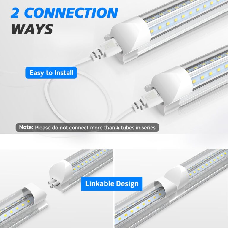 SHOPLED 8FT Shop Light 100W 15000LM 6000K | 12-Pack Linkable V-Shape Led Shop Light | Plug & Play T8 Tube Lights for Garage, Warehouse, Basement | Ultra Bright Energy-Saving Commercial Lighting - Image 6