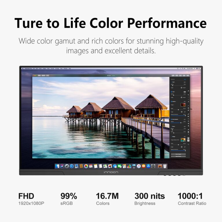 INNOCN 27" Monitor 120Hz FHD 1920 x 1080p IPS PC Computer Desktop Gaming Display Built-in Speaker, Eyes Care, Height/Pivot Adjustable, HDMI, VGA, VESA Mountable - Black, 27D1FR - Image 5