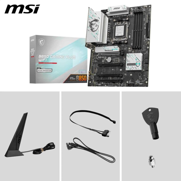 MSI B850 GAMING PLUS WIFI Motherboard, ATX - Supports AMD Ryzen 9000/8000 / 7000 Processors, AM5 - DDR5 Memory Boost 8200+ MT/s (OC), PCIe 5.0 x16 & 4.0 x16, M.2 Gen5, Wi-Fi 7, 5G LAN - Image 2