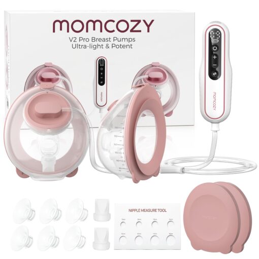 Momcozy Breast Pump BP141 Slim & Quiet,Hands-Free & Lightweight Pump with Upgraded Flange, High Efficient Electric Pump, 3 Modes|9 Levels, Hot Pink