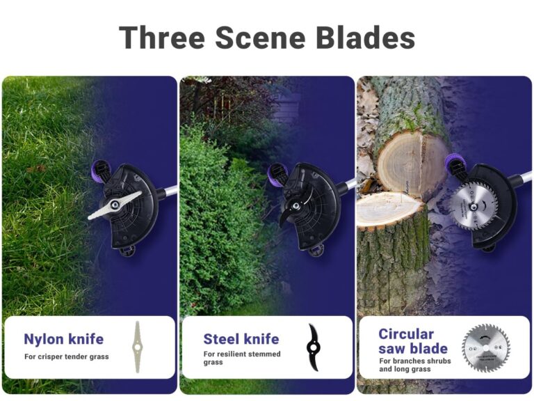 YardEz Electric Weed Wacker, YardEz Battery Operated Weed Eater with Tank Wheel, Edger/Trimmer/Cutter 3 in 1, Nylon/Steel/Saw Blade (One 2.5Ah Battery) - Image 4