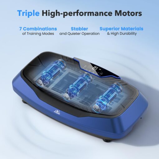 FLYBIRD 4D Vibration Plate 500 LBS Capacity, Oscillation, Linear, Pulsation Vibration Plate Exercise Machine, Triple Motors Vibration Plate for Lymphatic Drainage & Bone Density Building-Blue - Image 7