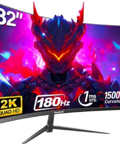 Gawfolk 32 inch Curved Monitor 144hz/180hz Gaming Monitor 1500R QHD (2560x1440p) 2k Computer Monitor Screen with FreeSync, DisplayPort, HDMI, Wall Mountable
