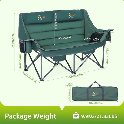 Nice C Heated Camping Chair, Camping Couch, Heated Chair, Heated Double Camping Chair, Loveseat Camping Chair, Heated Camping Chair for Adults, Oversized Heated Loveseat, Extra Padded w/Cooler Bag - Image 6