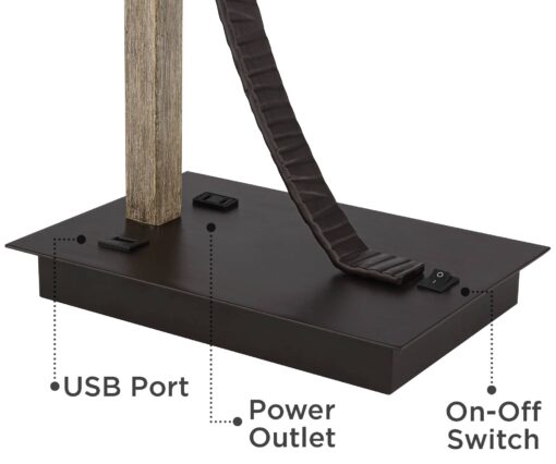 Franklin Iron Works Gentry Industrial Desk Table Lamp 22" High with USB and AC Power Outlet in Base Oil Rubbed Bronze Faux Wood Metal Cage Oatmeal Drum Shade for Bedroom Living Room House Desk - Image 6