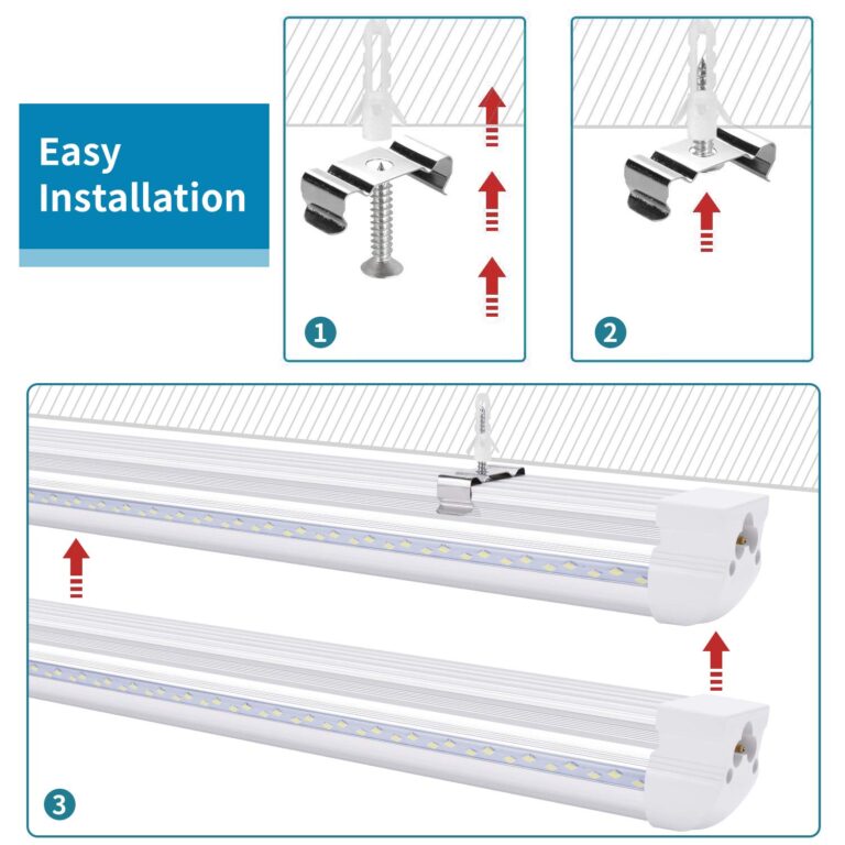 LIGHEART LED Light Fixture,120W 8FT Linkable Shop Light, T8, V-Shaped, Integrate 8 Foot Light Tube,14400LM,Clear Lens 6000K, Plug and Play,Fluorescent Lamp Replacements(6-Pack) - Image 2