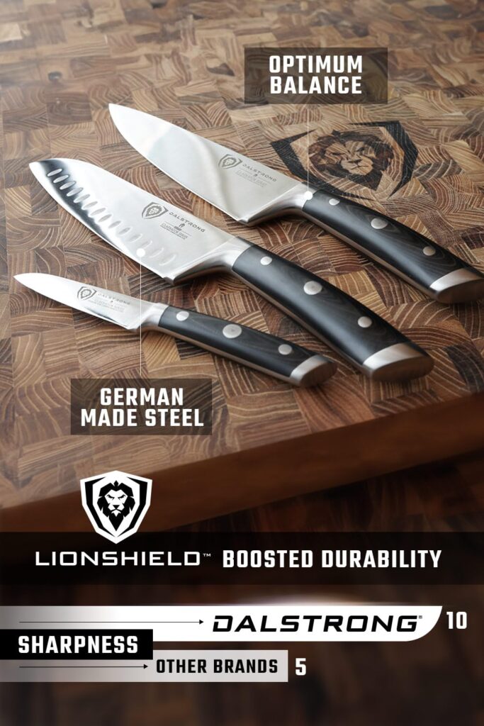 Dalstrong 3pc Knife Set - Gladiator Series Elite - Chef Essentials - Chef Knife, Santoku Knife, Paring Knife - G10 Handle - High Carbon German Steel - w/Sheaths - NSF Certified - Image 4