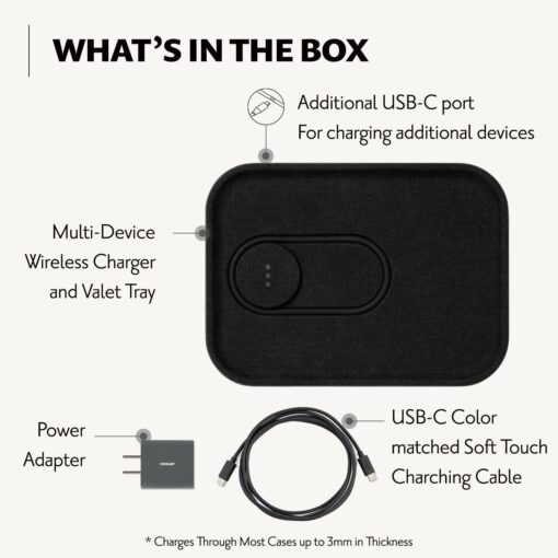 Courant MAG:3 Charger and Tray - Belgian Linen, Multi-Device Charger Compatible with MagSafe iPhones 16, 15, 14, 13, 12 or Wireless AirPod Cases (Charcoal) - Image 3