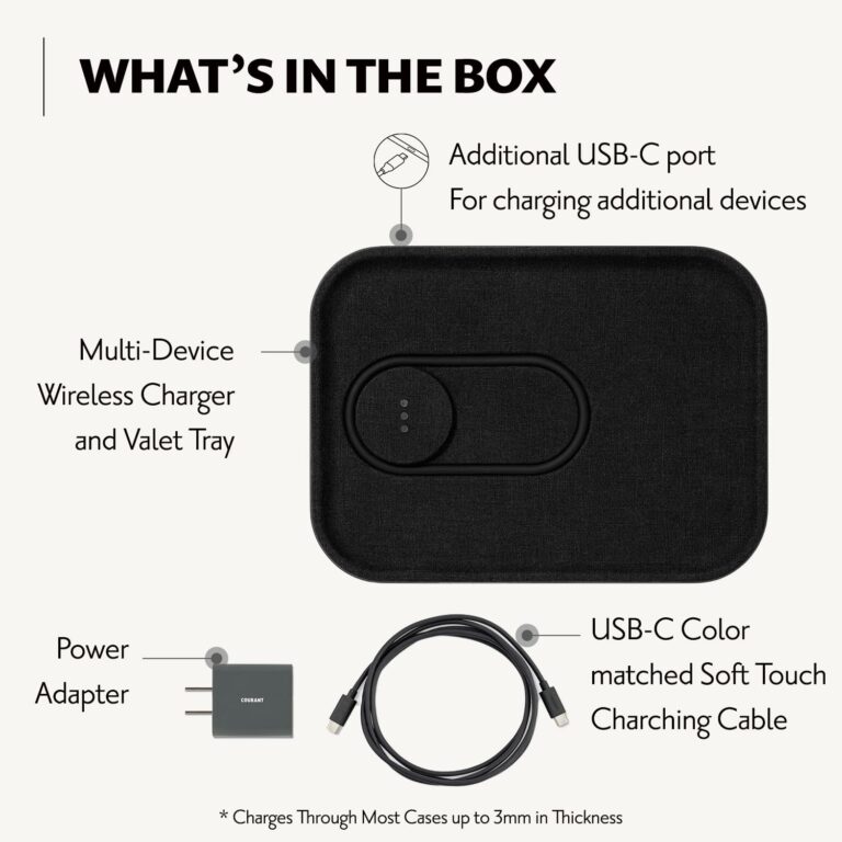 Courant MAG:3 Charger and Tray - Belgian Linen, Multi-Device Charger Compatible with MagSafe iPhones 16, 15, 14, 13, 12 or Wireless AirPod Cases (Charcoal) - Image 3