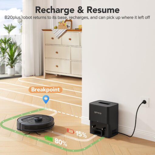 Robot Vacuum and Mop with Self-Empty Dock, 60-Day Capacity, 5500Pa Suction, LiDAR Mapping, 120-Min Runtime, Custom Schedule, Alexa & WiFi/App Compatible, Ideal for Pet Hair, Carpets, and Hard Floors - Image 8