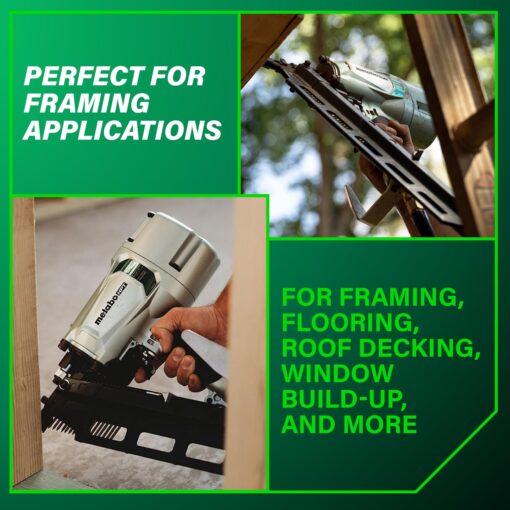 Metabo HPT Framing Nailer | Pneumatic | 2 to 3-1/4-Inch Nails | Tool-less Depth Adjustment | 21 Degree Magazine | Selective Actuation Switch | 5-Year Warranty | NR83A5 - Image 12
