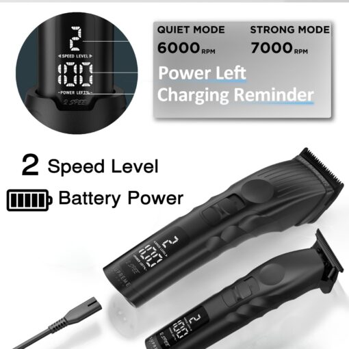 Supreme Trimmer 2-in-1 2Spee Beard Trimmer & Hair Clipper Combo | Removable Blades, 2 Speeds, LCD Display | Cordless Professional Barber Tools - Easy Color Coded Clipper Guide Combs | STB280 (Black) - Image 6