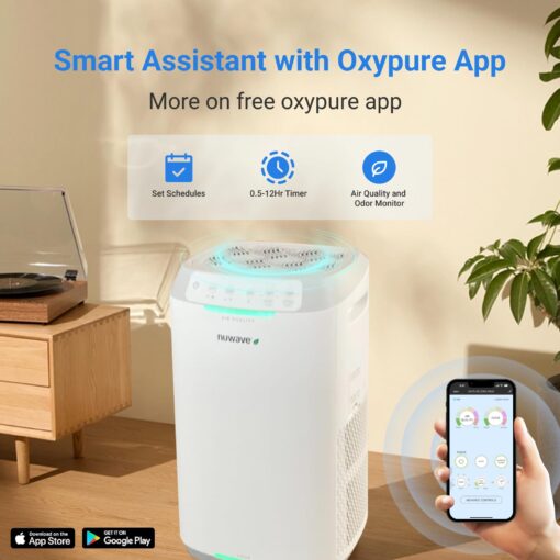 Nuwave Oxypure Zero E500 Air Purifier with Washable Reusable Filters for Large Room | Smart Air Cleaners 99.9% Removal 0.1 Micron Particles | Sleep Mode, 6 Fan Speed & Timer, App Control - Image 7