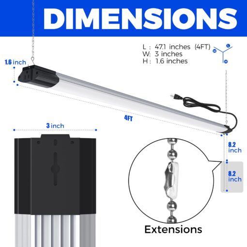 Barrina BS84 LED Shop Lights for Workshop 4FT, 84W, 10000LM, 5000K Utility Shop Lights, Pull Chain ON/Off, Hanging or Flush Mount, ETL, 10 Packs - Image 4