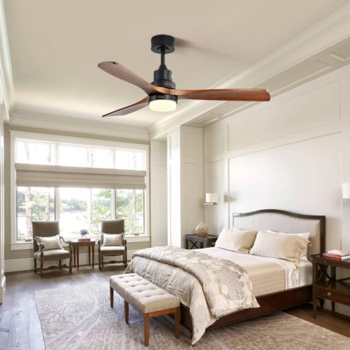Sofucor Low Profile Ceiling Fan With Lights Remote Control 52 Inch Flush Mount Ceiling Fan Modern Wood Blade Fan For Bedroom Living Room Indoor Outdoor Farmhouse Patio, Noiseless DC Motor - Image 4
