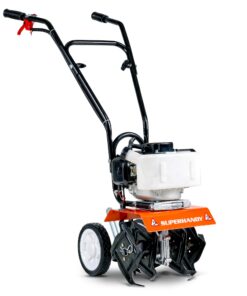 SuperHandy 52cc 2 Stroke Gas Mini Tiller Cultivator - 1.8HP, 4 Adjustable Steel Tines, Forward Rotation, 10" Tilling Width - Ideal for Garden, Lawn, Soil Cultivation, Weed & Digging
