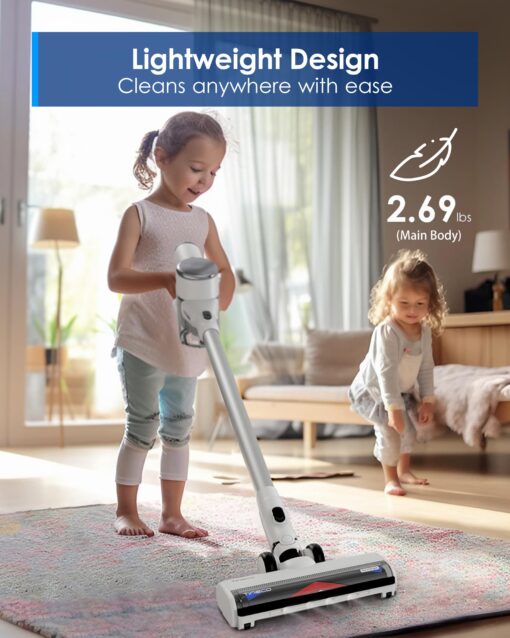 Tineco Pure ONE Station Cordless Vacuum Cleaner with 3L Auto Dust Base, Smart Stick Vacuum Cleaner Powerful Suction & Lightweight, ZeroTangle Brush for Hard Floor, Carpet & Pet Hair, White - Image 3
