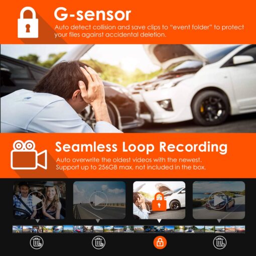 【Bundle: Vantrue N4 Three Channel Dash Cam + Type C USB Port Hardwire Kit】 Vantrue N4 3 Channel 4K Dash Cam, 4K+1080P Front and Rear, 1440P+1440P Front and Inside,Three Way Car Camera - Image 3