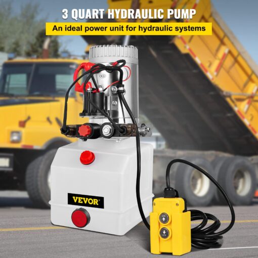 Vevor Hydraulic Pump 3 Quart Hydraulic Power Unit Double Acting Hydraulic Pump for Dump Trailer Car Lifting 12V DC Plastic Oil Reservoir (Plastic, Double Acting) : Industrial & Scientific - Image 9