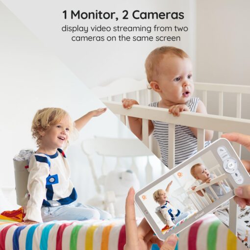 ieGeek 2K Split-Screen Baby Monitor, 5" Audio Baby Monitor with 2 Cameras, WiFi Smartphone Video Dual Camera, Night Vision, Motion & Cry Detection, Two Way Talk Temper &Humidity Sensor - Image 9
