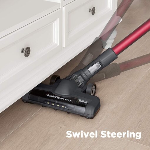 Eureka Lightweight Cordless Stick Vacuum Cleaner Convenient for Hard Floors, Rechargeable Handheld Vacuum Cleaner Portable with Powerful Motor Efficient Suction, RapidClean Pro NEC186, Rose Red - Image 4