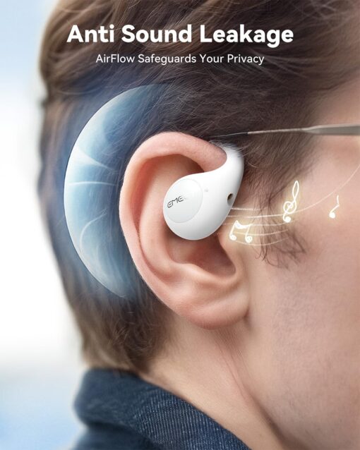 EMEET Airflow Open Ear Headphones with Mic, Bluetooth 5.3 Wireless Headsets with Detachable Microphone, ENC Noise Cancelling, Multipoint Pairing, Bluetooth Headset for Work, Home, Office（White） - Image 4