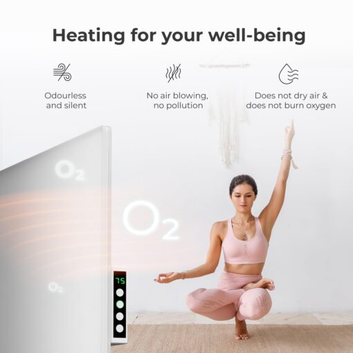 AENO Infrared Heater - With Thermostat - 700 Watt Energy Saving Panel Electric Heater - Smart Wall Mount or Freestanding Space Heater For Indoor with WiFi, Reddot Winner 2023, White - Image 3