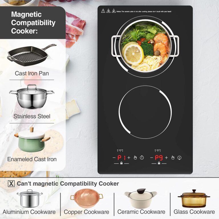 Double Induction Cooktop, 2 Burners Induction Cooktop 110v, 12 inch Portable Electric Stove Top, Countertop and Built-in Plug in,9 Power Levels, Child Lock,120 Mins Timer - Image 6
