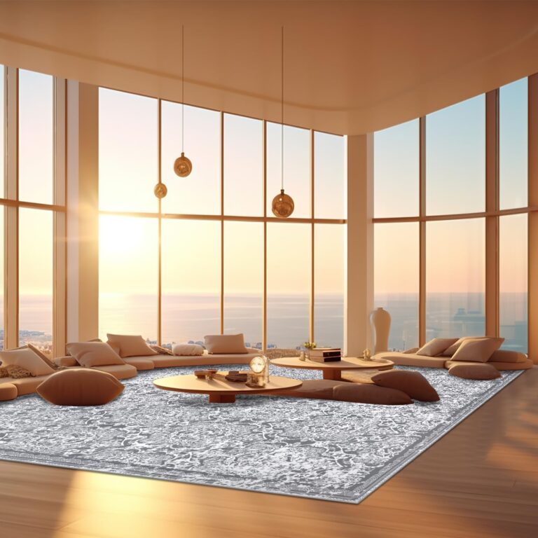 Vaukki Living Room Rug, Vintage Shaggy Soft Laundry Rug, Non Slip Kitchen Area Mat, Washable Farmhouse Bedroom Area Carpet for Bathroom, Kitchen and Kidsroom (8'x10', Grey) - Image 5