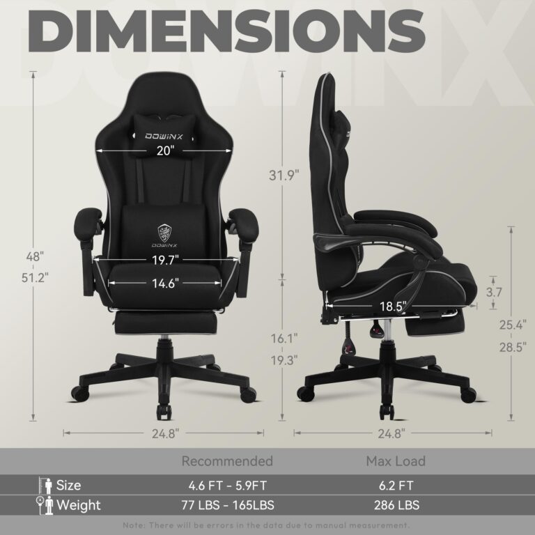 Dowinx Gaming Chair Fabric with Pocket Spring Cushion, Massage Game Chair Cloth with Headrest, Ergonomic Computer Chair with Footrest 290LBS, Black - Image 2