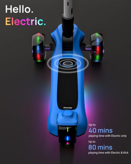 Elecorange T200 Electirc Scooter for Kids, Light Up Scooter with Big LED Wheels, Flashing Deck, Adjustable Heights, 3 Wheeled Scooter, Balance Training Scooter for Kids 3-7, 4-6, 3+, Blue - Image 6