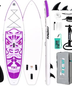 FunWater Inflatable 10'6×33"×6" Ultra-Light (17.6lbs) SUP for All Skill Levels Everything Included with Stand Up Paddle Board, Adj Floating Paddles, Pump, ISUP Travel Backpack, Leash,Waterproof Bag