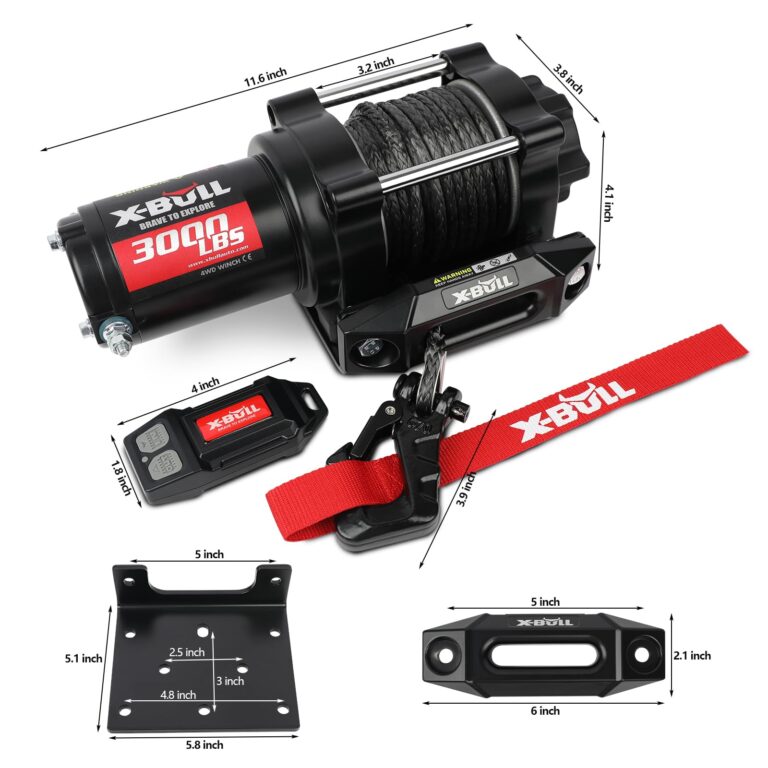 X-BULL New 12V DC 3000LBS IP68 Waterproof Electric Winch for Towing ATV/UTV, Boat, Off Road, Wireless Remote and Corded Control Recovery, Portable Synthetic Rope Electric Winch with Hawse Fairlead. - Image 5