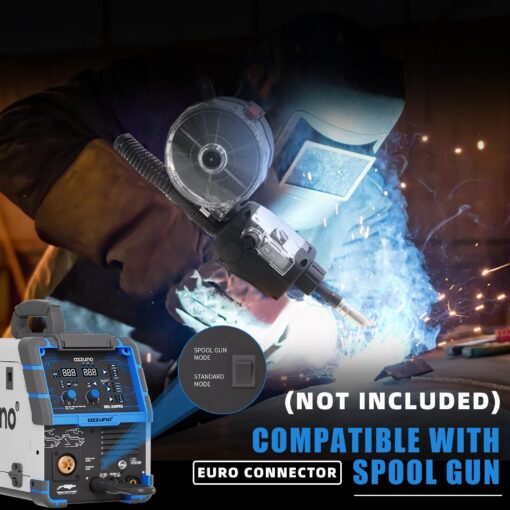 AZZUNO MIG Welder 110V/220V, 200A 8 in 1 Welder Machine Flux Core MIG/Gas MIG/MAG/Aluminum MIG/Spot MIG/Lift TIG/Stick Welding/Spool Gun Compatible, Multiprocess Welding Machine - Image 5