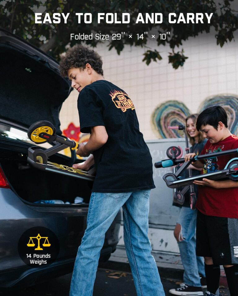 FanttikRide C9 Apex Electric Scooter for Kids 8-12, Adjustable Handlebar Height for Riders 3.9-5.2 ft, 132 lbs, Up to 40 mins Continuous Time, 3 Speed Mode 5/8/10 MPH, Bluetooth Music Speaker, Yellow - Image 7