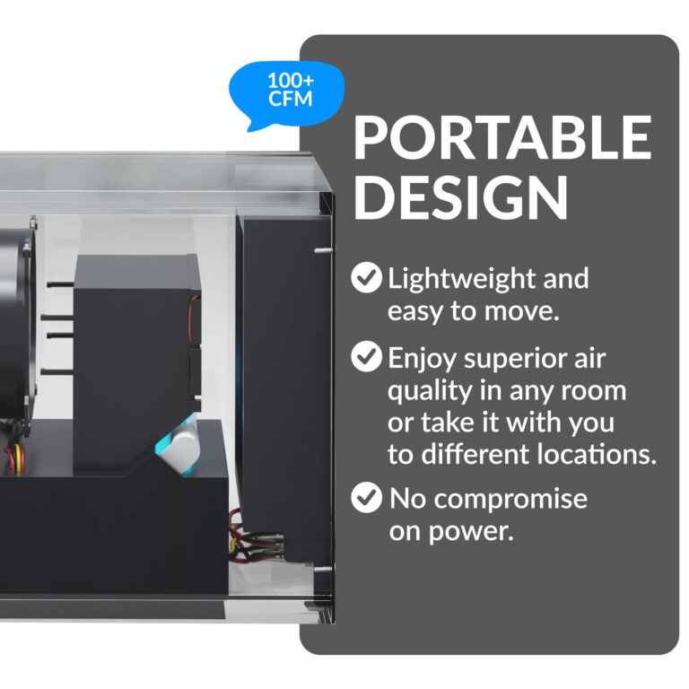 Prolux New Comfort 6 Stage UV, Ozone Generator Air Purifier Cleaner HEPA, Covers 3000 Feet, Acrylic, Home or Commercial Use, Adjustable, Powerful Fan, Portable - Image 4