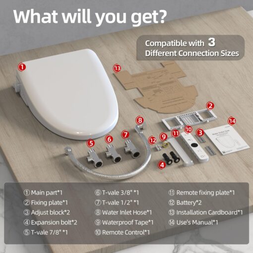 Bidet Toilet Seat Elongated, Smart Heated Toilet Seat, Instant Warm Water & Dryer, Feminine & Rear Wash, Self-Clean Nozzle, Slow Close Lid, Child/ECO/Silent Mode - Image 3