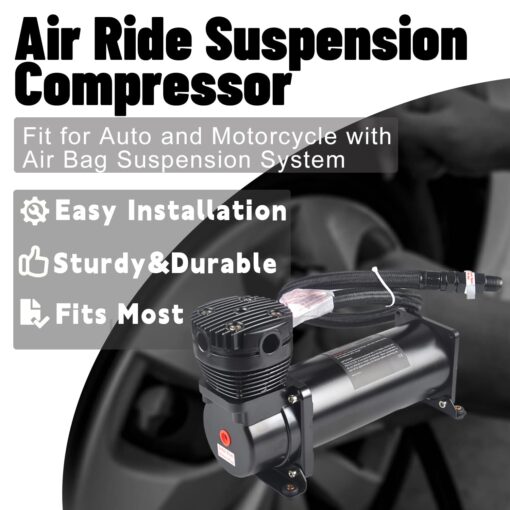 CNRAQR 2PCS 200PSI Heavy Duty Air Train Horn/Air Ride Suspension Compressor 12V 3/8 NPT Black for Car Horns - Image 3