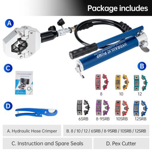 IBOSAD Hydraulic Hose Crimper Hydra-Krimp 71500 Manual A/C Hose Crimper Kit Air Conditioning Repaire Handheld Hydraulic Hose Crimping Tool (Split with Manual Pump) - Image 5