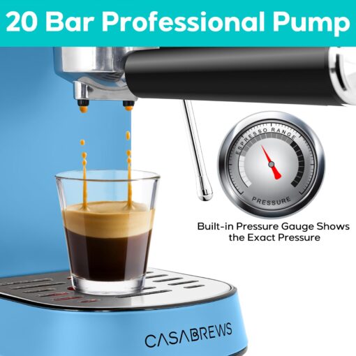 CASABREWS Espresso Machine 20 Bar, Stainless Steel Espresso Maker with Milk Frother Steam Wand, Professional Coffee Machine with 34oz Removable Water Tank, Baby Blue - Image 7