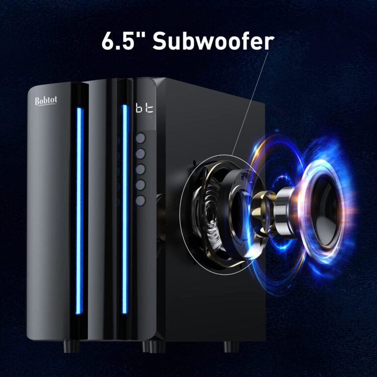 Bobtot Surround Sound Systems Home Theater System - 800 Watts Peak Power 6.5" Subwoofer 5.1/2.1 Wired Stereo Speakers Strong Bass with HDMI ARC Optical AUX Bluetooth Input - Image 6