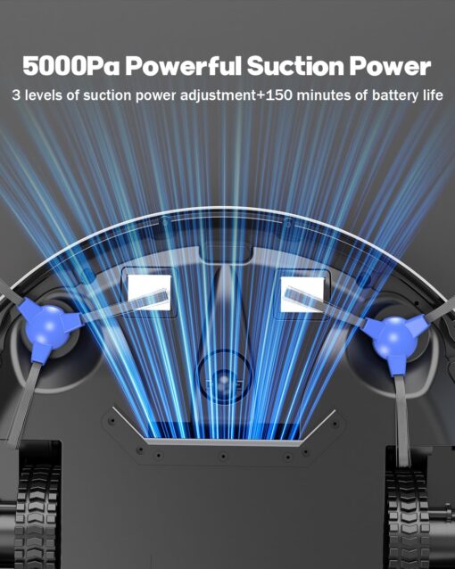 Pureatic V3 2 in 1 Robot Vacuum and Mop Combo，5000Pa Suction, Schedule Cleaning, Smart Mapping with 2.4G WiFi/Alexa/App/Remote Control, Automatic Self-Charging, Ideal for Pet Hair, Hard Floor - Image 8