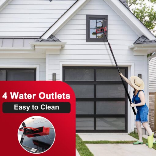ZKUAOGDI 30ft Long Reach Solar Panel Cleaning Brush Kit, Telescopic Water Fed Pole, Squeegee & 2 Dusting Brushes for Window Outdoor Roof Cleaner Kit - Image 4