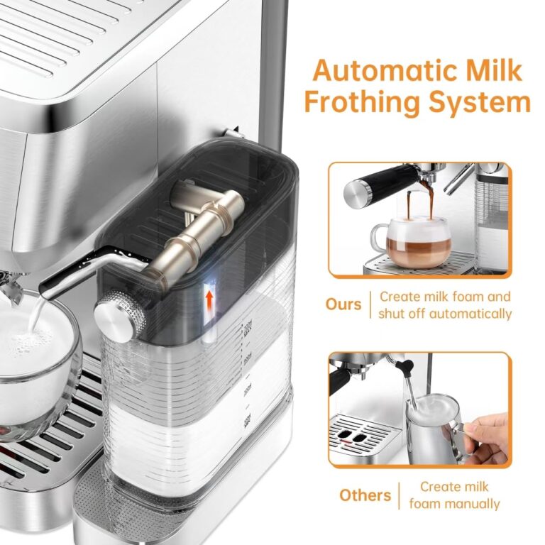 MAttinata Cappuccino Machine 20 Bar, Professional Espresso Machines for Home and Office with Automatic Milk Frothering System, Barista Compact Latte Maker for Coffee Lovers, Stainless Steel-Mattino - Image 6