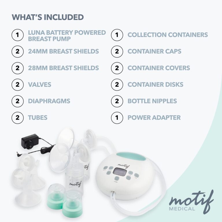 Motif Medical Luna with Battery Double Electric Breast Pump, Portable Breast Pump with Battery - Easy to Use, Quiet Motor, Built-in LED Night Light - Image 5