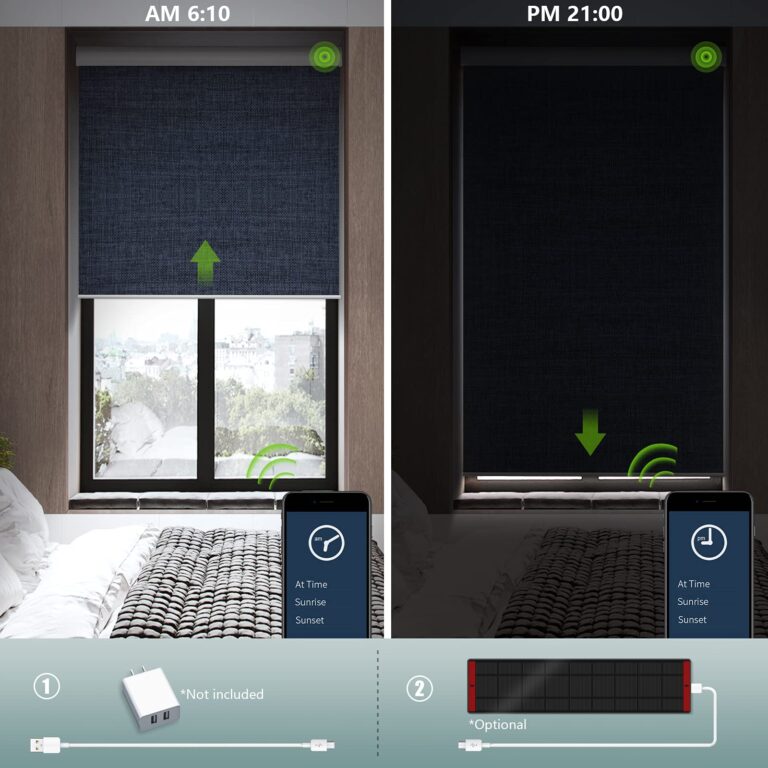 Yoolax Motorized Blinds with Remote, Blackout Smart Blinds Motorized Fabric Roller Shades Work with Alexa, Automatic Shades for Windows Custom Size (Navy Blue) - Image 6