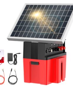 Solar-Powered Electric Fence Charger with Alarm - 1.2J Energizer, 12000mAh Battery & 10W Panel for 20-Mile Range Security - Ideal for Cattle, Sheep, Goats, Chickens, Poultry Farms