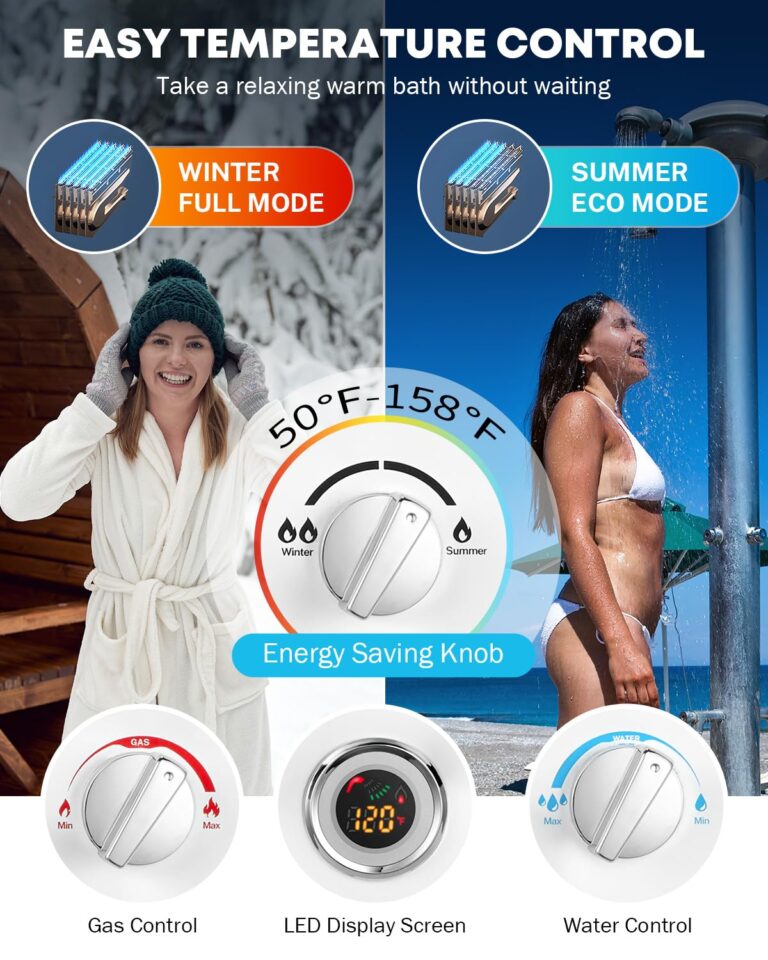 Kohree Tankless Water Heater Propane, 10L 2.64 GPM Portable Tankless Water Heater with Handle, On Demand Instant Hot Water Heater with Overheating Protection, for RV Camping, Pool, Barn & Cabin, White - Image 5