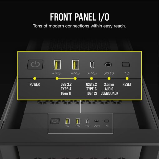 Corsair 5000D RGB Mid-Tower Case - 3X AF120 RGB Fans - Lighting Node PRO - High-Airflow Design - RapidRoute Cable Management - Black - Image 3