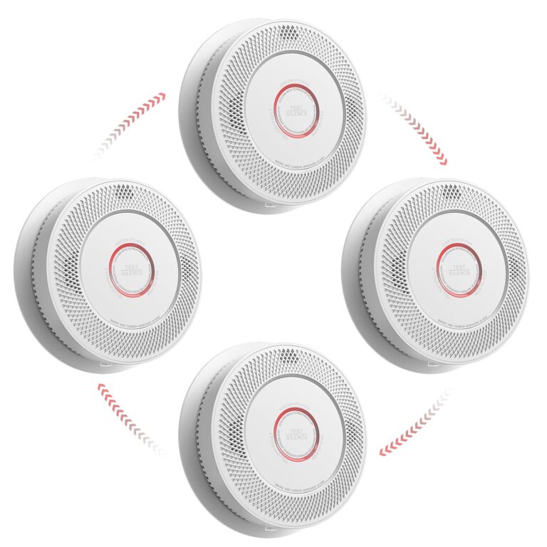 SITERWELL Smoke and Carbon Monoxide Detector 10-Year Battery, Wireless Interconnected Smoke Alarm Carbon Monoxide Detector with Dual Language Voice Alerts for Home and Babyroom, 4 Pack